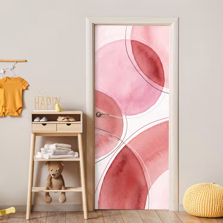 Abstract - Cirkels - Modern - Roze - Kunst deurposter klein -sfeer4