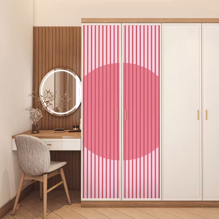 Abstract - Strepen - Ovaal - Roze - Modern deurposter klein -sfeer3