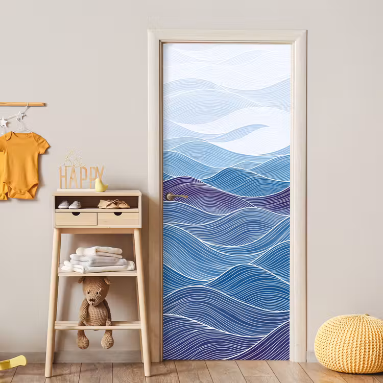 Abstract - Golven - Patroon - Blauw - Modern deurposter klein -sfeer4