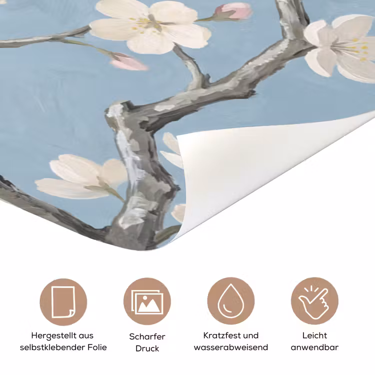 Takken - Kersenbloesem - Blauw deurposter klein -tcloseup_DE