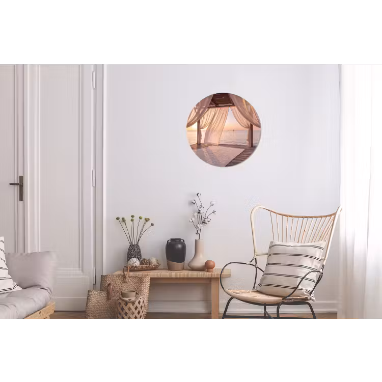 Overkapping - Zee - Zonsondergang - Vakantie - Rust Wandcirkel aluminium klein -woonkamer