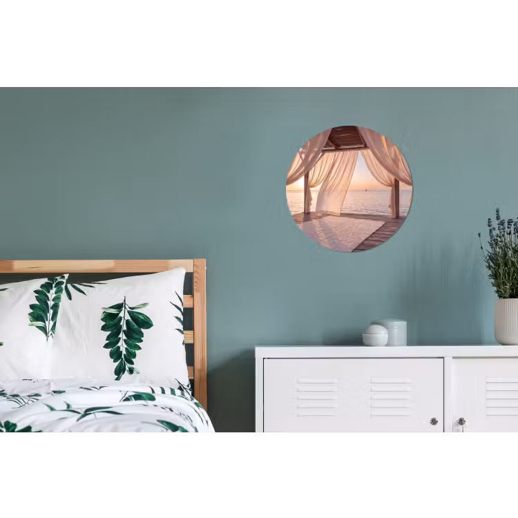 Overkapping - Zee - Zonsondergang - Vakantie - Rust Wandcirkel aluminium klein -slaapkamer