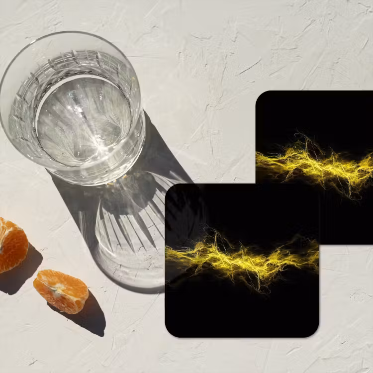 Gaming - Elektriciteit - Geel - Energie onderzetter kurk middel -sfeer4