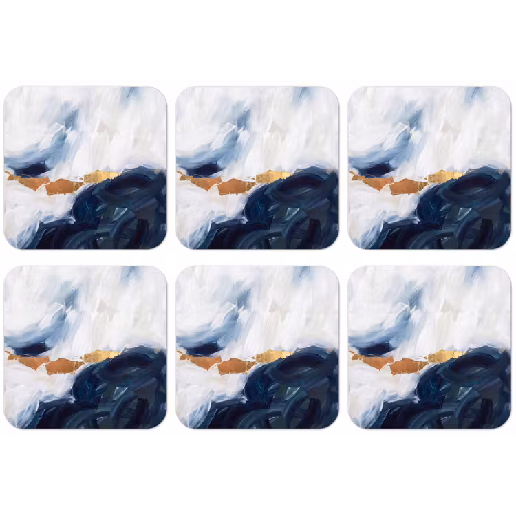 Abstract - Acryl - Blauw - Goud - Elegant onderzetter kurk middel -zkaufland3dotto