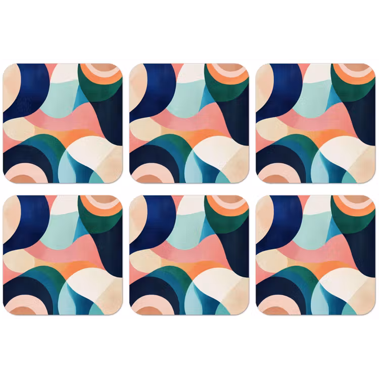 Abstract - Blauw - Roze onderzetter kurk middel -zkaufland3dotto