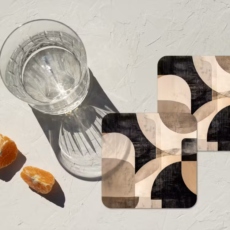 Abstract - Vormen - Modern - Beige onderzetter kurk middel -sfeer4
