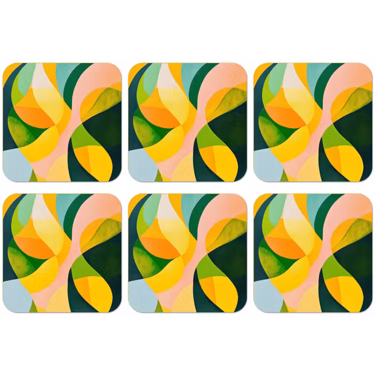 Abstract - Geel - Roze - Groen onderzetter kurk middel -zkaufland3dotto