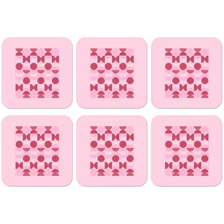 Abstract - Geometrisch - Cirkels - Roze - Modern onderzetter kurk middel -zkaufland3dotto
