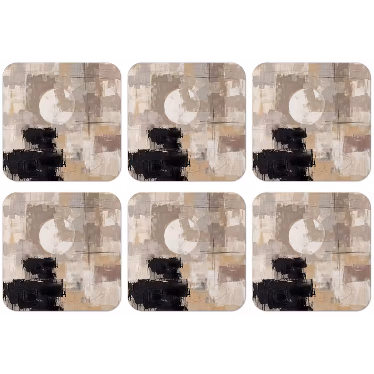 Abstract - Cirkel - Modern - Beige - Zwart - Minimalistisch onderzetter kurk middel -zkaufland3dotto