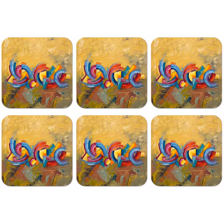 Abstract - Cirkels - Schilderij - Kleurrijk - Dynamisch onderzetter kurk middel -zkaufland3dotto