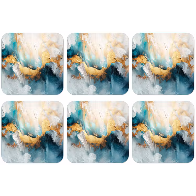 Abstract - Kunst - Gold - Blauw onderzetter kurk middel -zkaufland3dotto