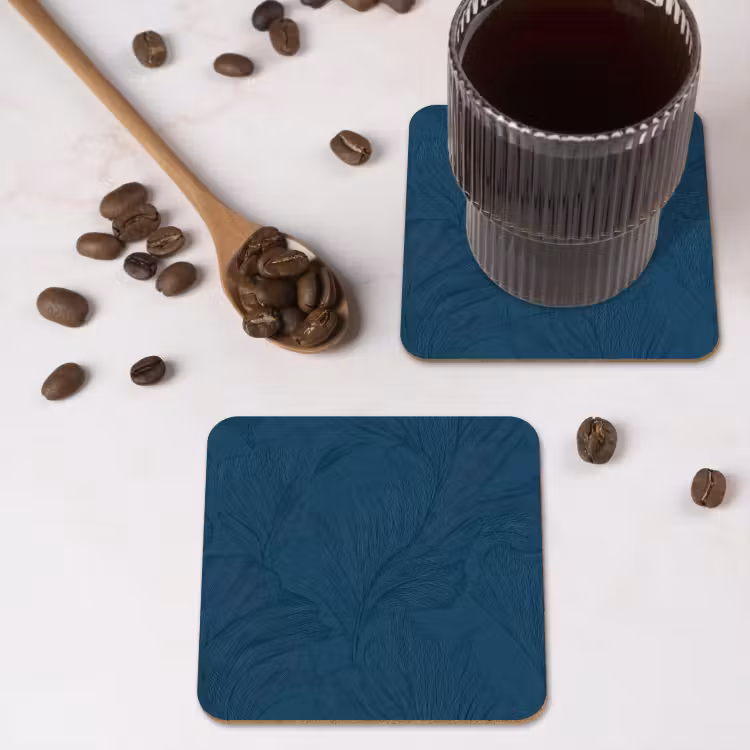Abstract - Patroon - Donkerblauw - Elegant onderzetter kurk middel 366 -sfeer2