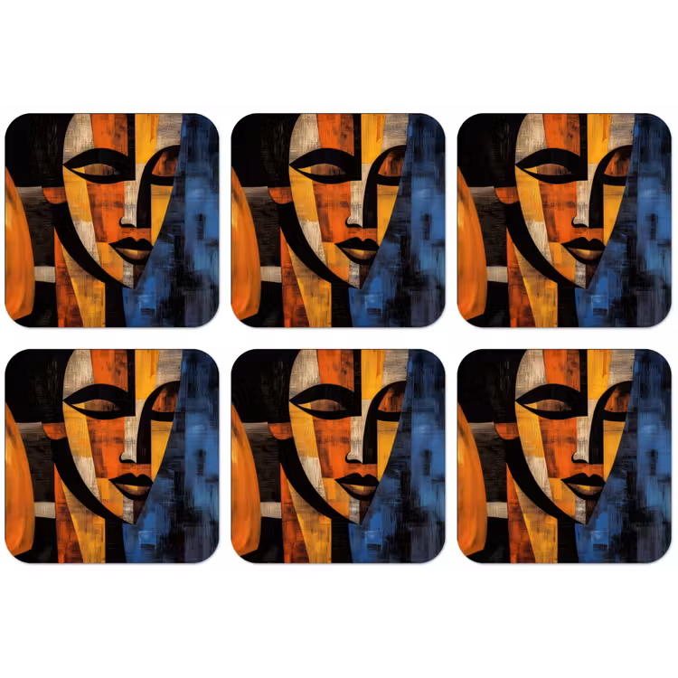 Abstract - Portret - Kleurvakken onderzetter kurk middel -zkaufland3dotto