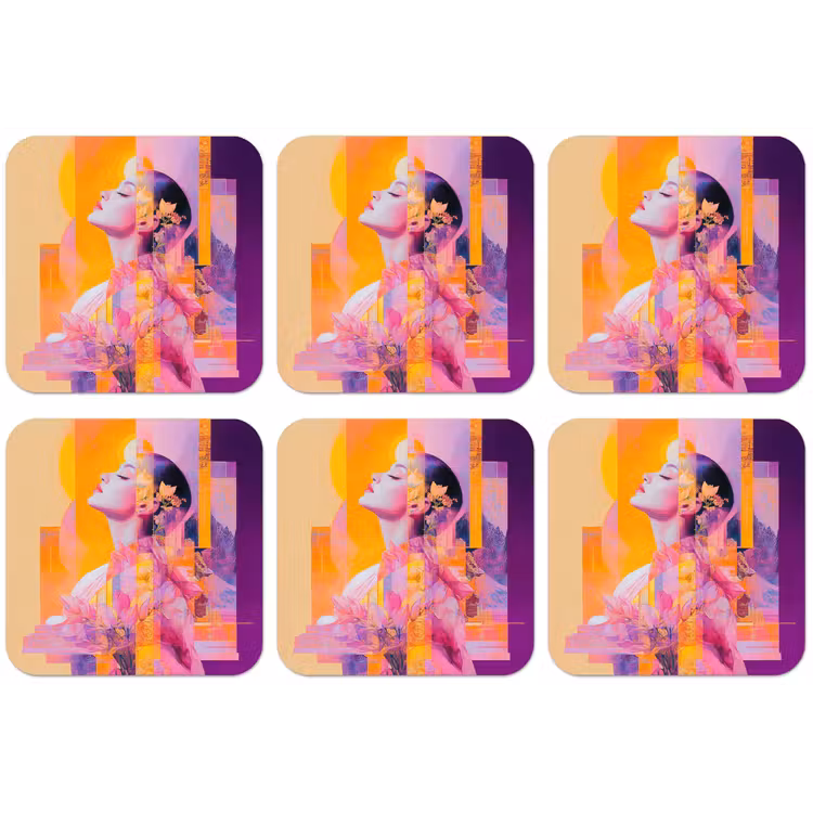Abstract - Portret - Vrouw - Kleurrijk onderzetter kurk middel -zkaufland3dotto