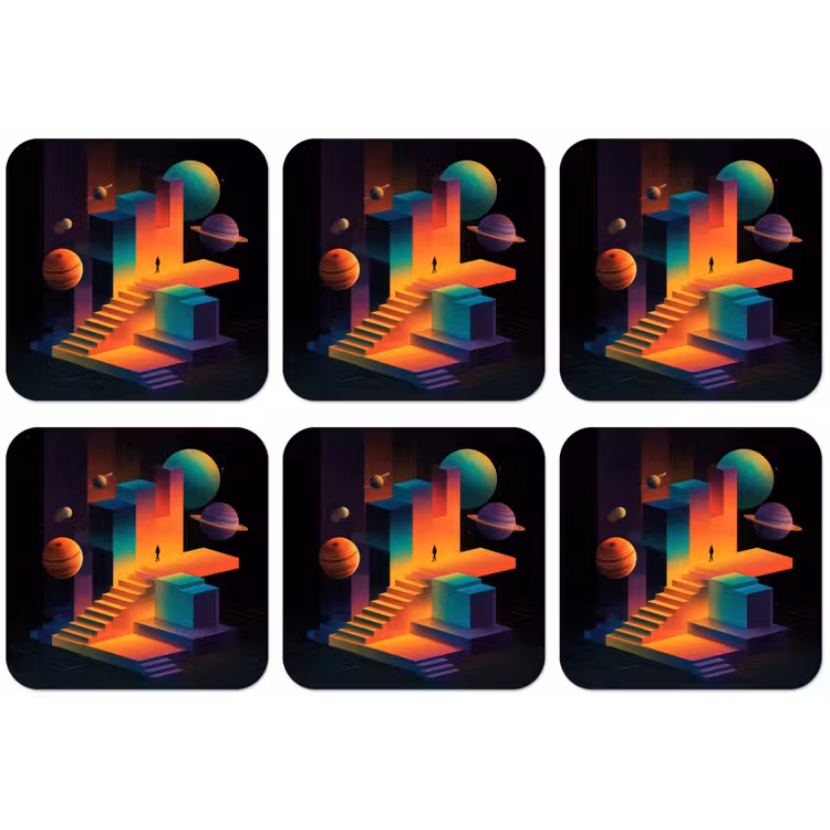 Abstract - Trappen - Mens - Planeten onderzetter kurk middel -zkaufland3dotto