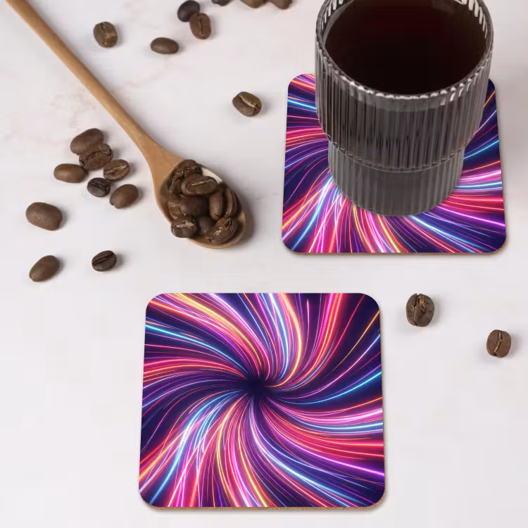Abstract - Swirl - Futuristic - Neon onderzetter kurk middel -sfeer2