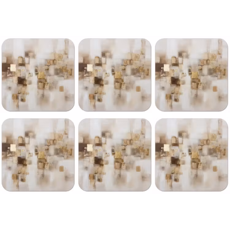 Abstracte vierkanten - Aardetonen - Mistig onderzetter kurk middel -zkaufland3dotto