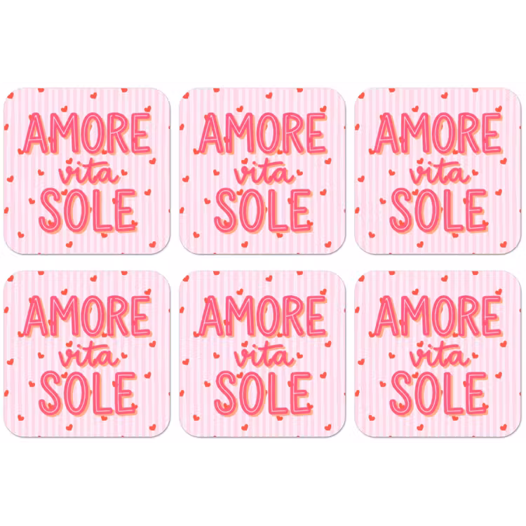 Amore vita sole - Roze - Hartjes onderzetter kurk middel -zkaufland3dotto