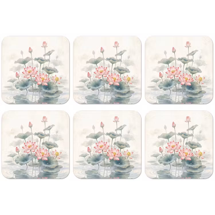 Aquarel - Lotusbloemen - Kleurrijk onderzetter kurk middel -zkaufland3dotto