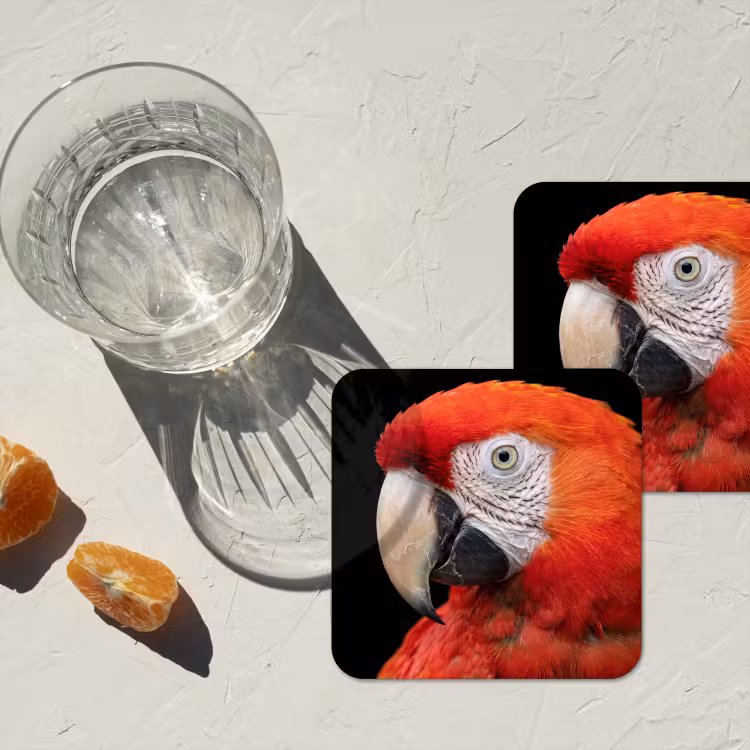 Ara - Portret - Rood onderzetter kurk middel -sfeer4