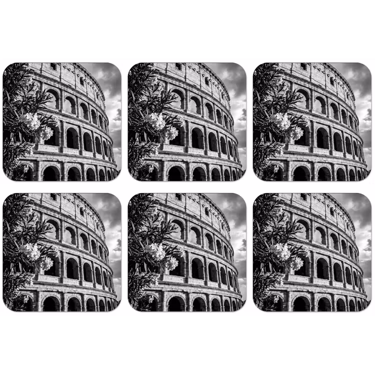 Architectuur - Colosseum - Rome - Historisch - Zwart-wit onderzetter kurk middel -zkaufland3dotto