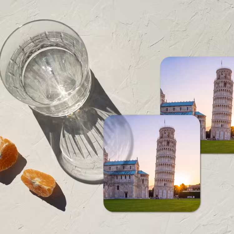 Architectuur - Toren - Pisa - Italië - Zonsondergang onderzetter kurk middel -sfeer4