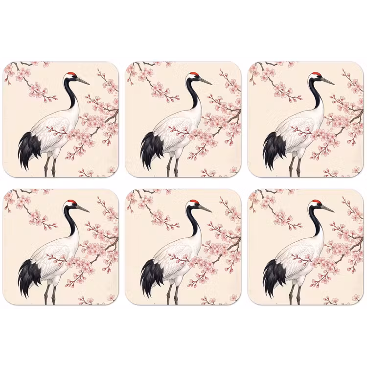 Aziatisch - Kraanvogel - Beige onderzetter kurk middel -zkaufland3dotto