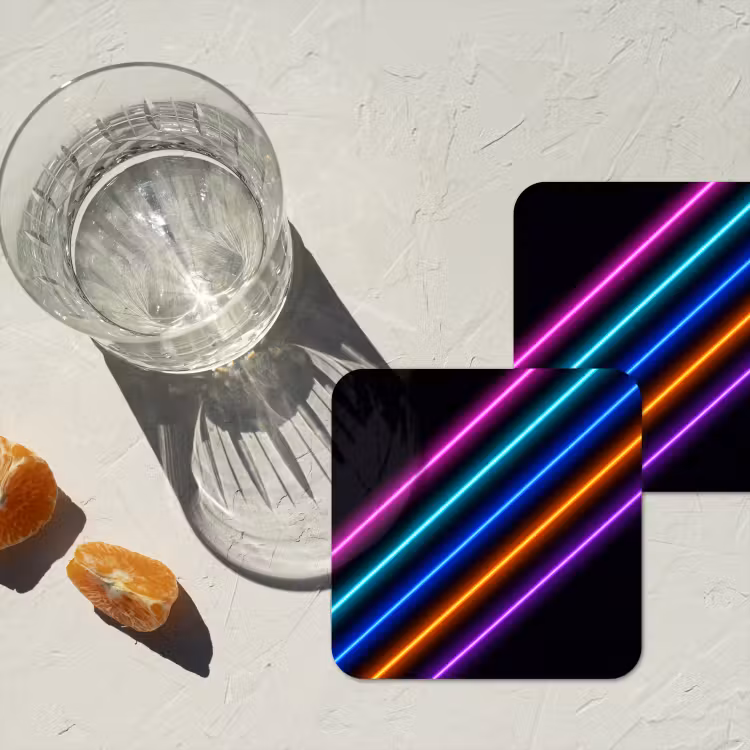Esthetiek - Retro - Neon onderzetter kurk middel -sfeer4