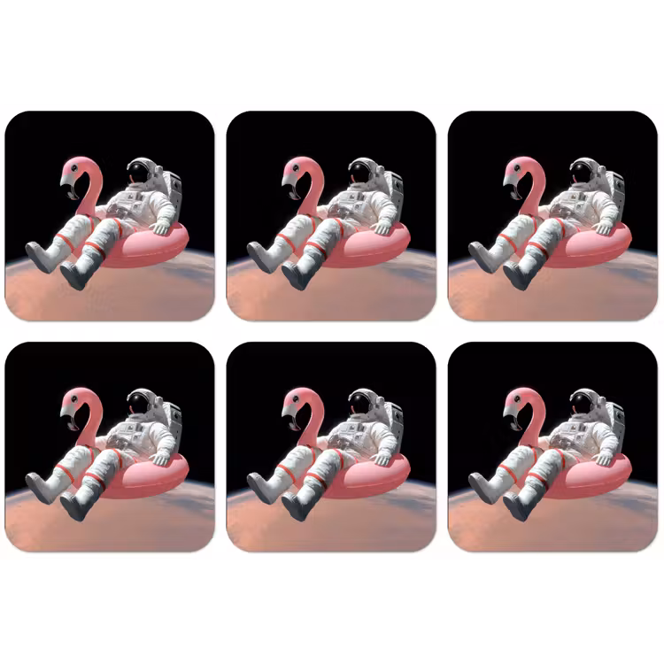 Astronaut - Flamingo - Zwemband - Roze onderzetter kurk middel -zkaufland3dotto