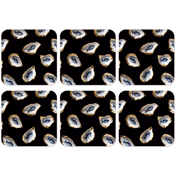 Oesters - Vissen - Blauw - Goud onderzetter kurk middel -zkaufland3dotto