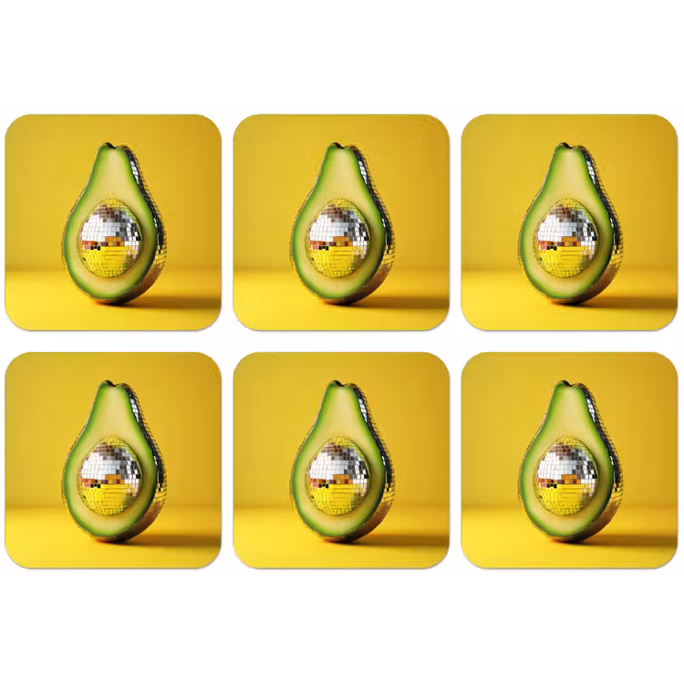 Avocado - Discobal - Geel - Glitter onderzetter kurk middel -zkaufland3dotto