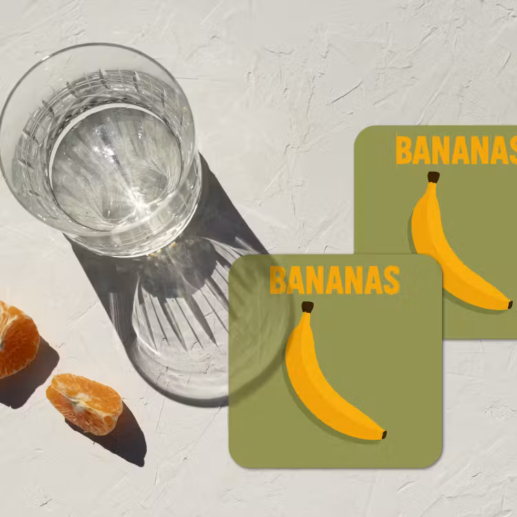 Banaan - Minimalistisch - Geel onderzetter kurk middel -sfeer4