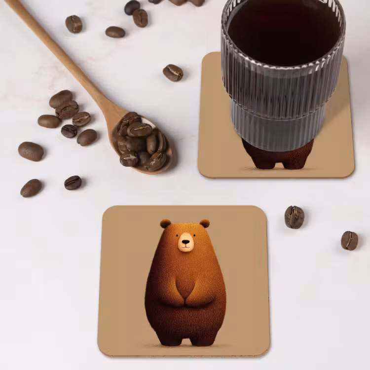 Beer - Minimalistisch - Bruin onderzetter kurk middel -sfeer2