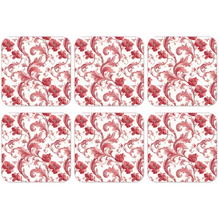 Barok - Patroon - Rood onderzetter kurk middel 366 -zkaufland3dotto