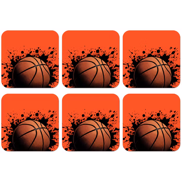 Basketbal - Verf - Sport - Oranje onderzetter kurk middel -zkaufland3dotto