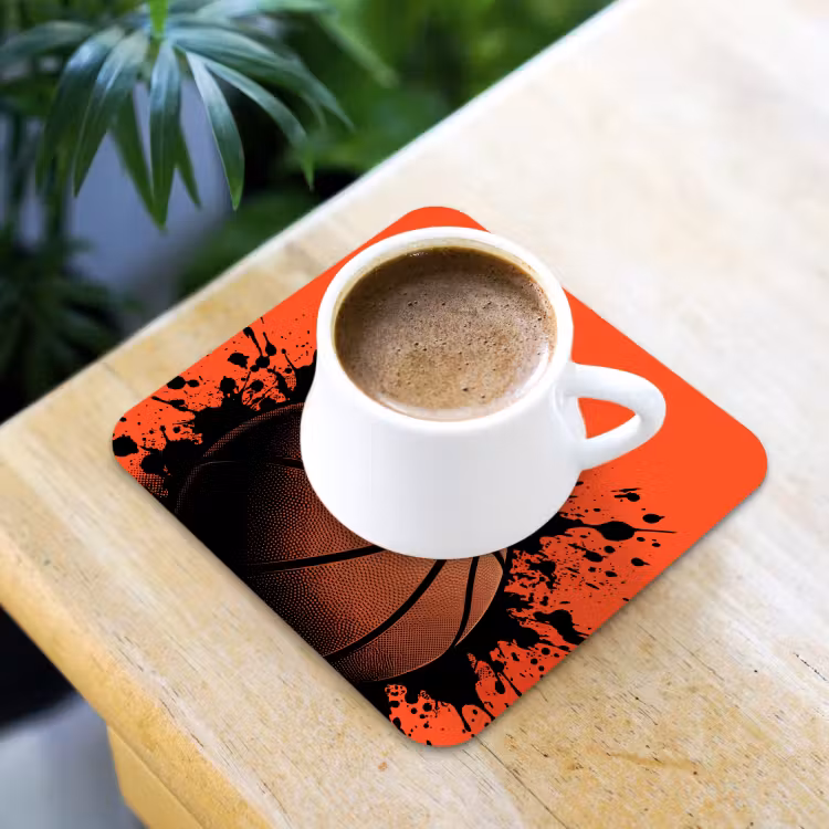 Basketbal - Verf - Sport - Oranje onderzetter kurk middel -sfeer5