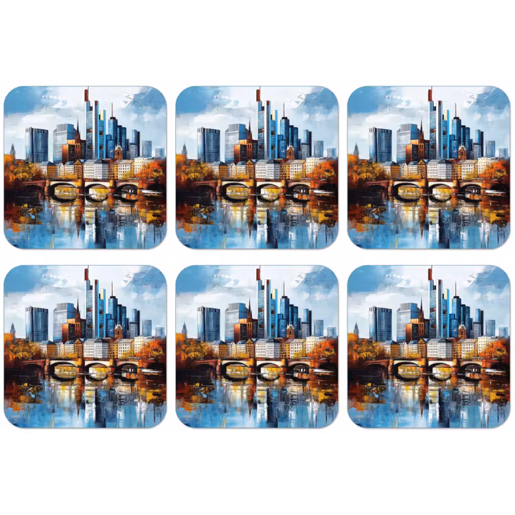 Bomen Frankfurt- Stad - Skyline - Brug onderzetter kurk middel -zkaufland3dotto