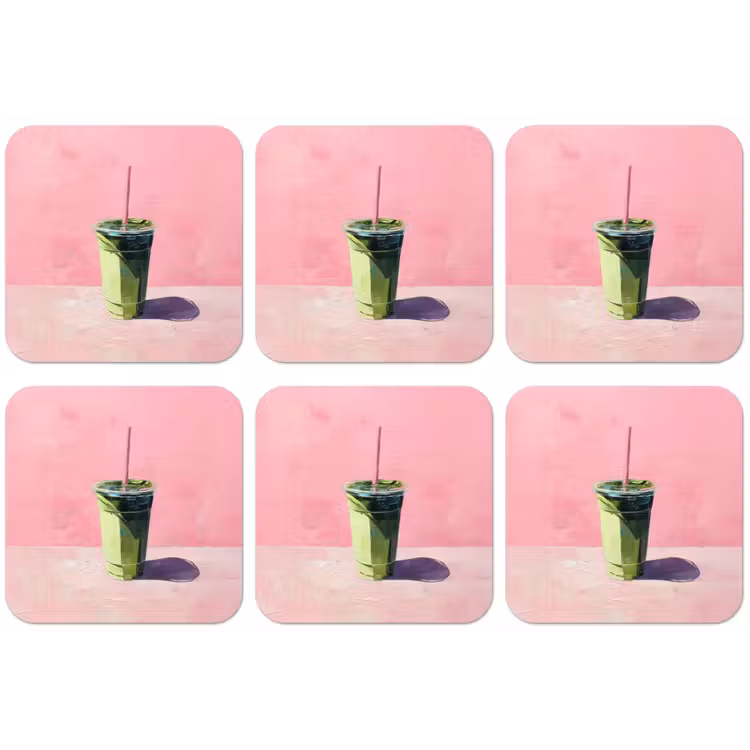 Beker - Rietje - Minimalistisch - Groen onderzetter kurk middel -zkaufland3dotto