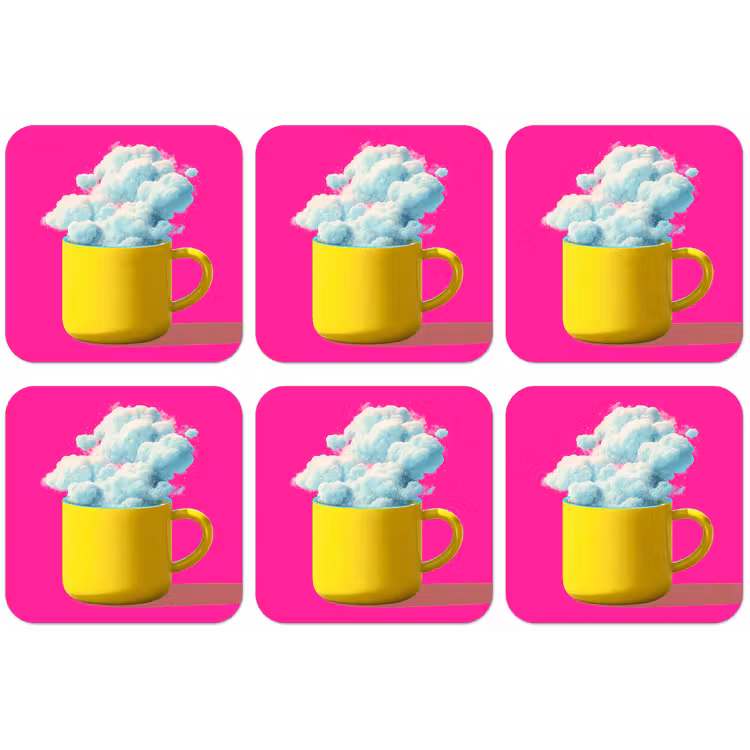 Mok - Wolken - Roze - Minimalitisch onderzetter kurk middel -zkaufland3dotto