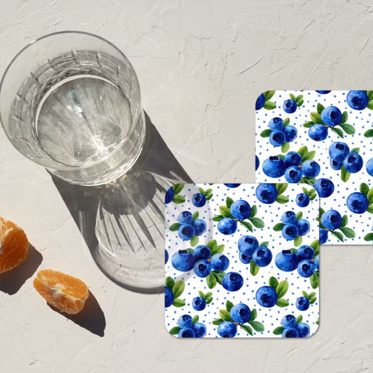 Bessen - Patroon - Blauw onderzetter kurk middel 366 -sfeer4
