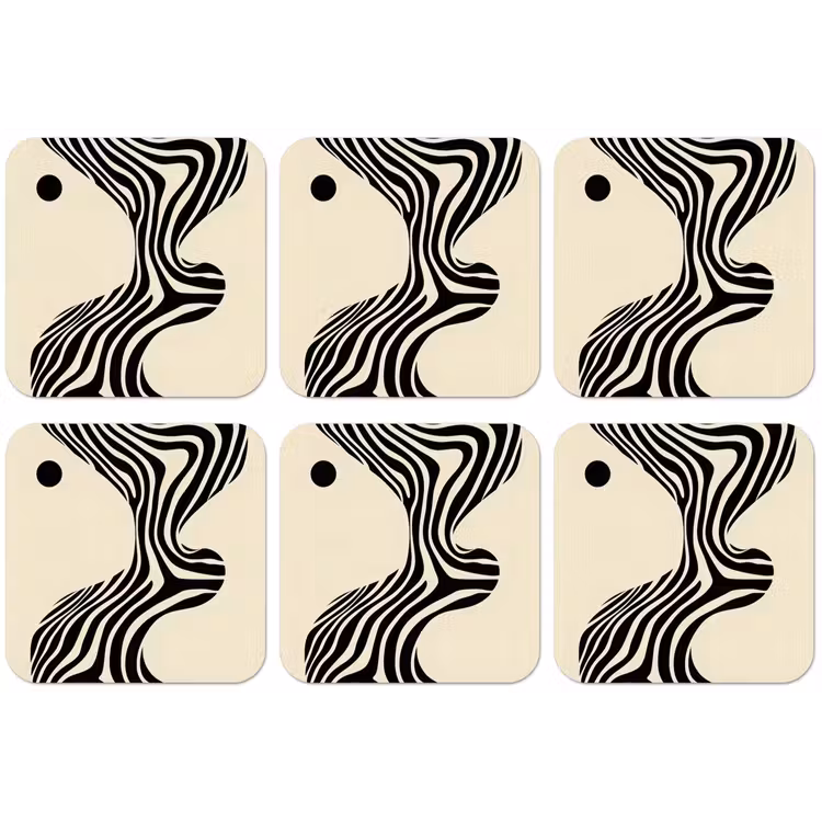 Beige - Lijnen - Golvend - Abstract onderzetter kurk middel -zkaufland3dotto