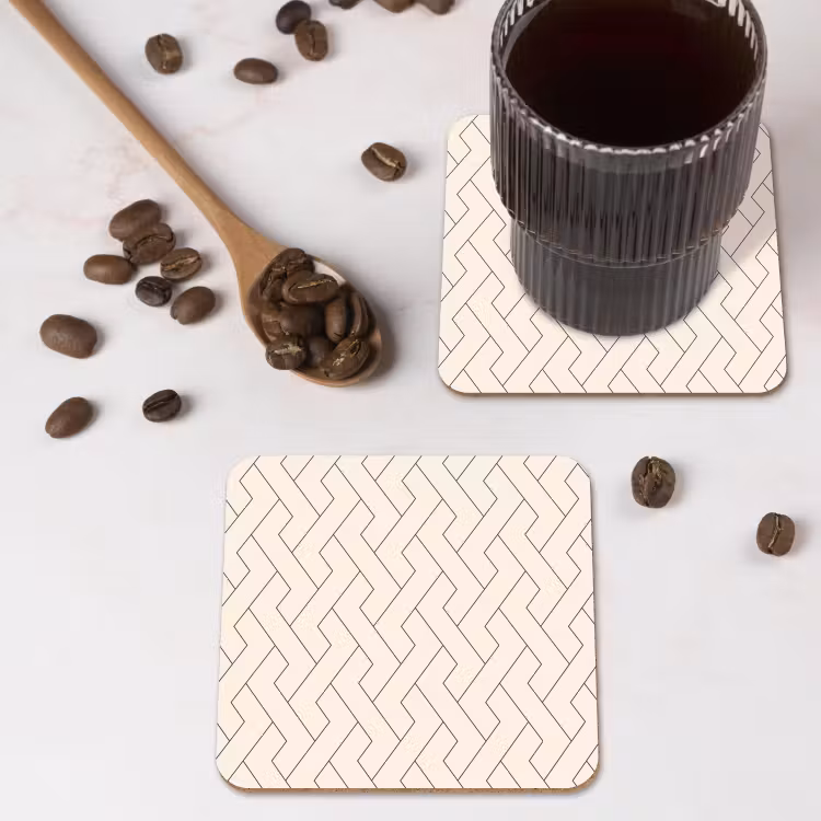 Beige - Zigzag - Patroon onderzetter kurk middel 366 -sfeer2