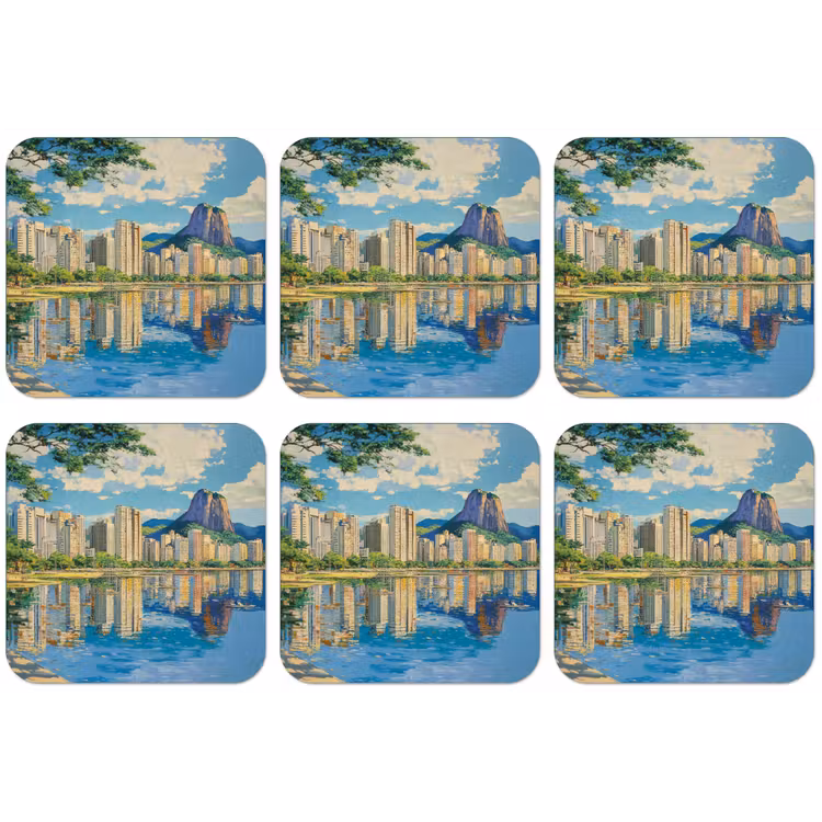 Berg - Skyline - Strand - Water onderzetter kurk middel -zkaufland3dotto