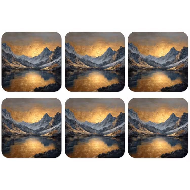 Berglandschap met Gouden Zonsondergang onderzetter kurk middel -zkaufland3dotto