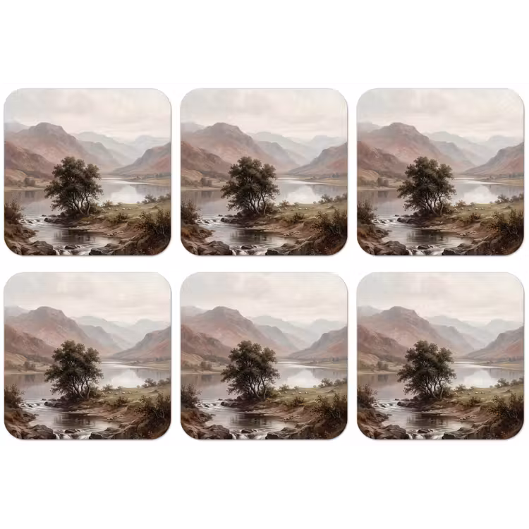 Berglandschap - Meer - Bergen - Vallei - Klassiek onderzetter kurk middel -zkaufland3dotto