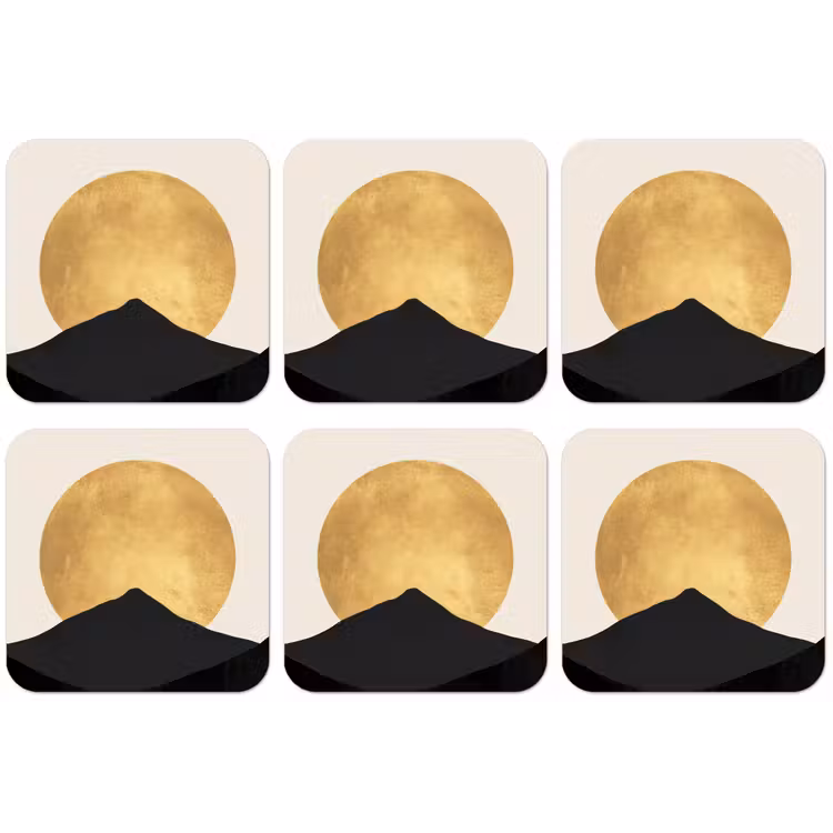 Bergsilhouetten - Gouden cirkel - Beige onderzetter kurk middel -zkaufland3dotto
