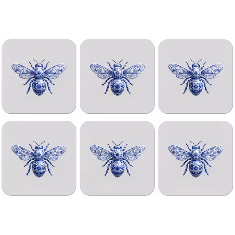 Bij - Modern - Delfts - Blauw onderzetter kurk middel -zkaufland3dotto