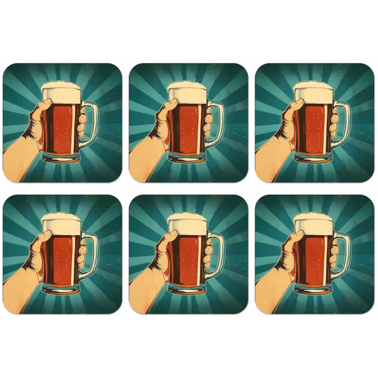 Bierglas - Schuim - Retro - Groen onderzetter kurk middel -zkaufland3dotto