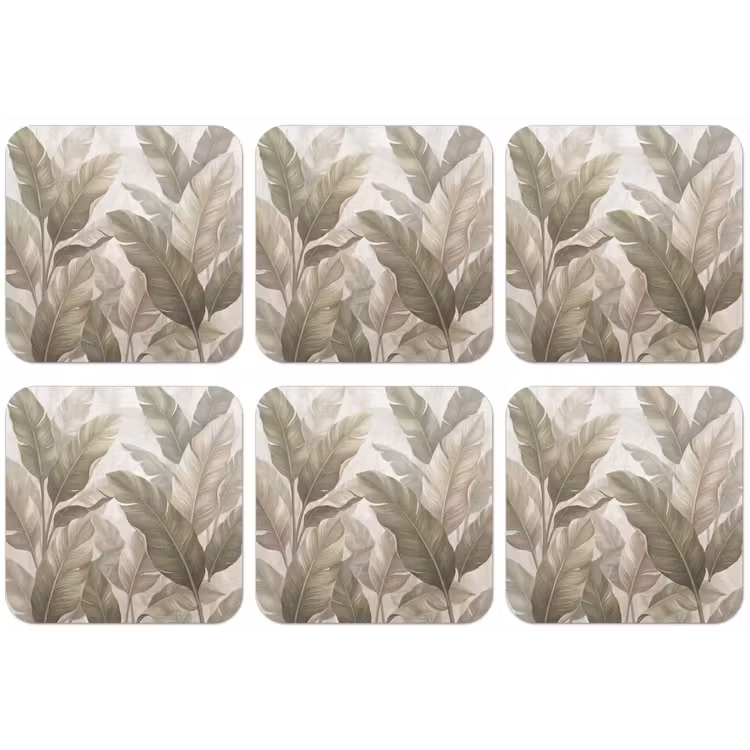 Bladeren - Tropisch - Natuur - Abstract - Beige onderzetter kurk middel -zkaufland3dotto