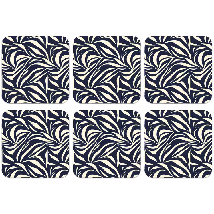 Bladvormen - Blauw - Patroon - Wit onderzetter kurk middel 366 -zkaufland3dotto